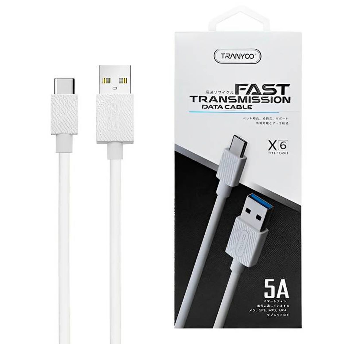 GENERICO - Cable Tranyoo x6 Cable Usb Tipo C Fast Charge 5A Blanco