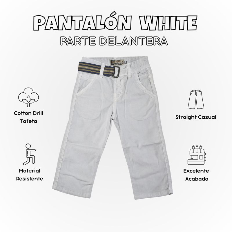 YONISTERS CLOTHING - Pantalón Niño Casual  Algodón Drill Tafeta Yonisters Clothing Blanco Humo