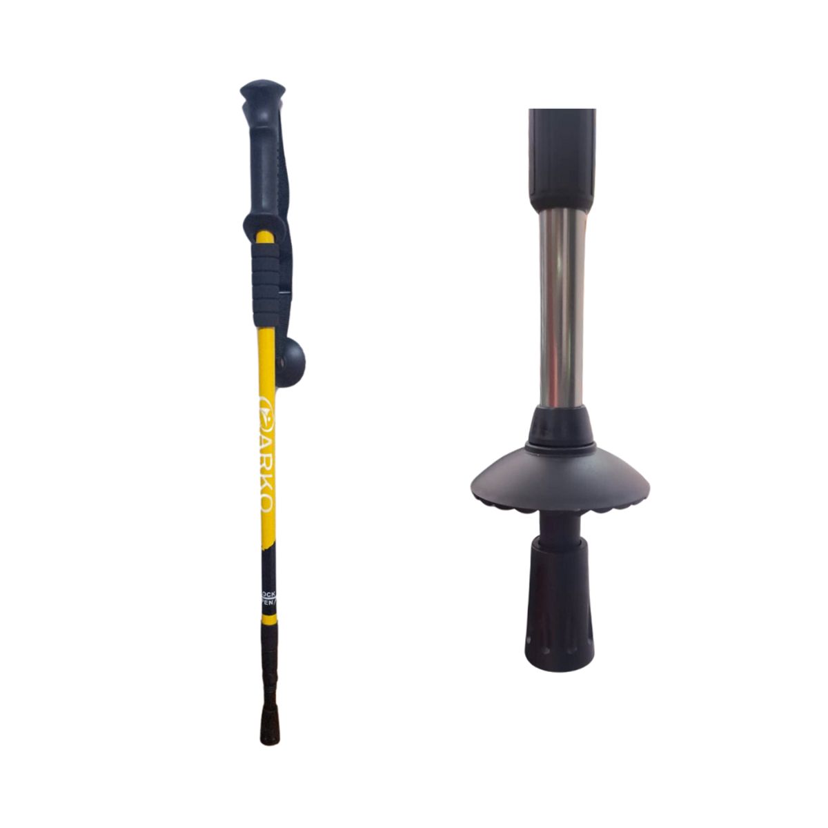 GENERICO - Bastón Trekking Recto ARKO con Roseta Camping Aventura Amarillo