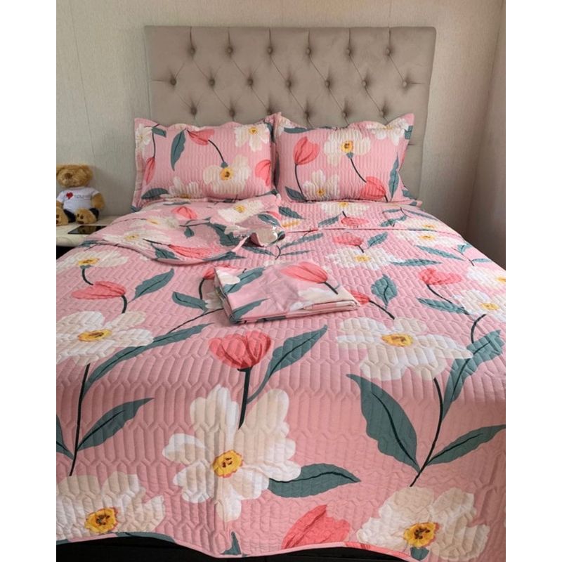 MINGDA - Set de Cubrecama Queen Verano 5 piezas Material Algodón