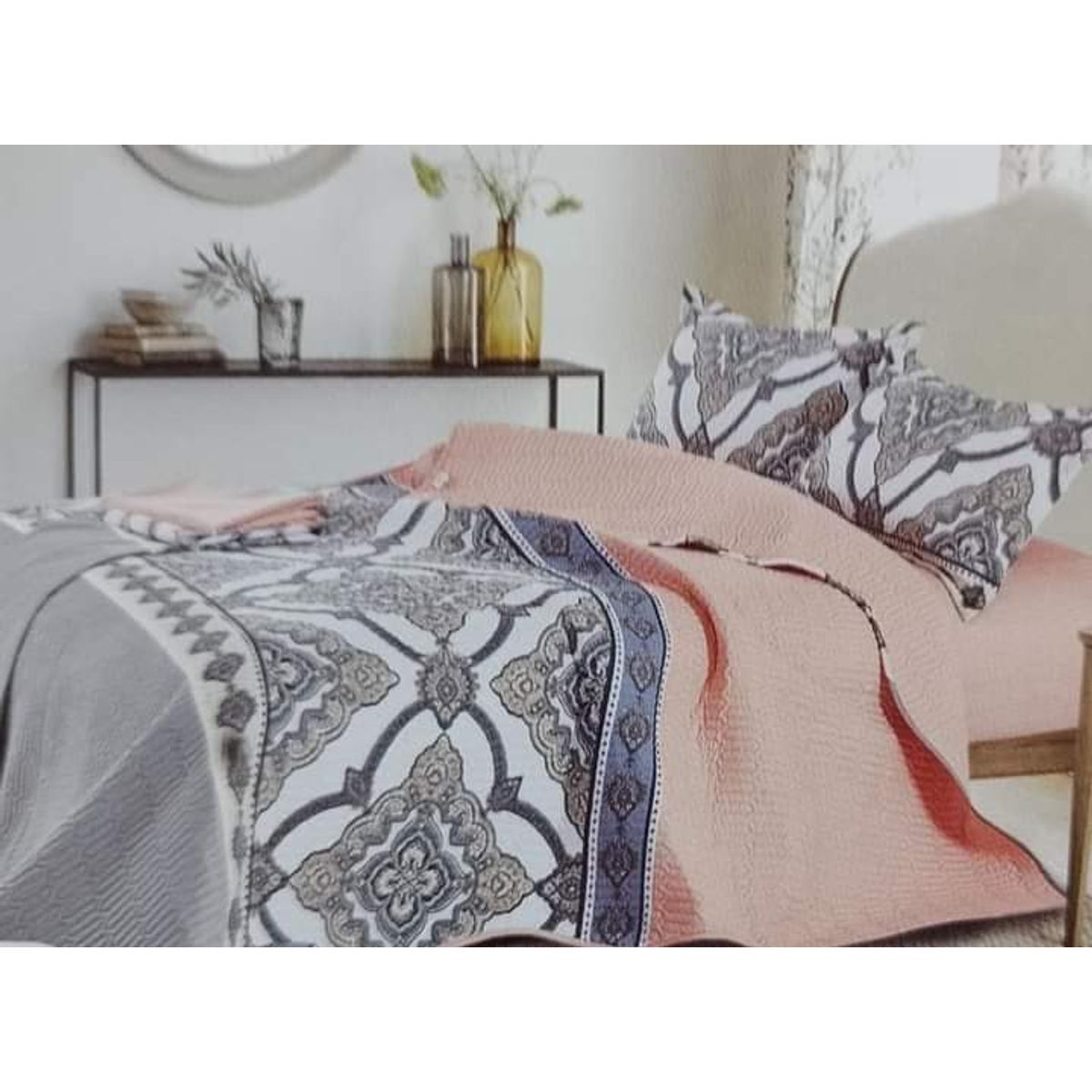 MINGDA - Set de Cubrecama QUEEN Verano 5 piezas Material Algodón