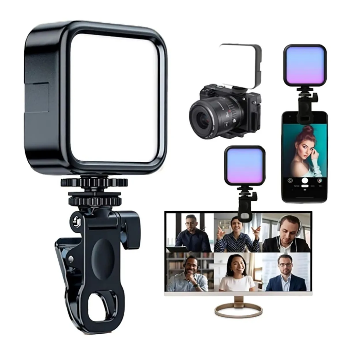 GENERICO - Luz LED Selfie Recargable con Gancho para celular computadoras cámaras