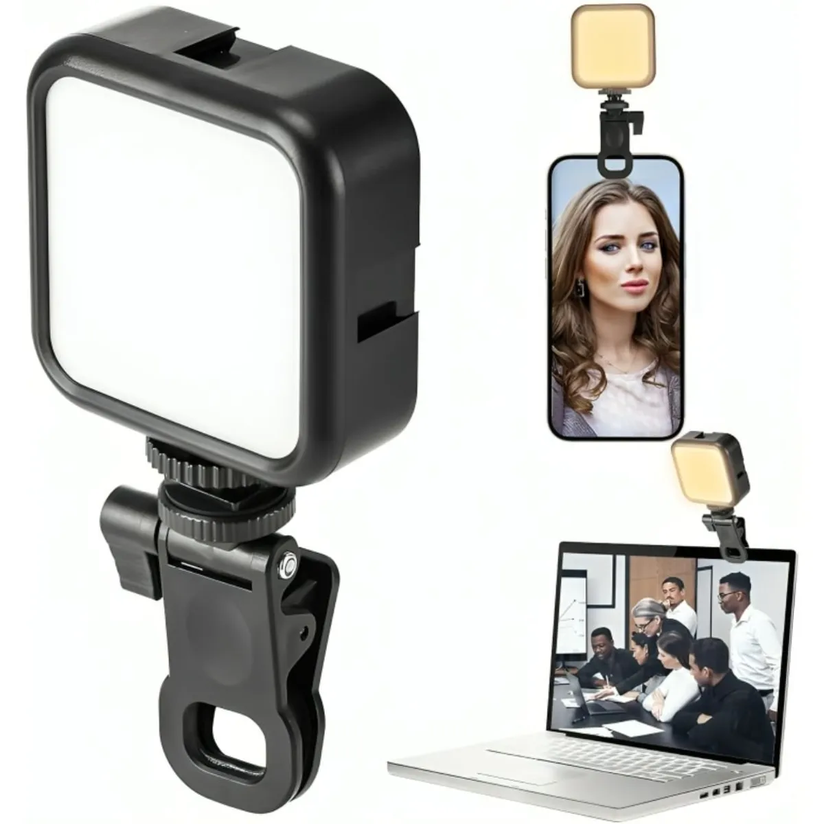 GENERICO - Luz LED Selfie Recargable con Gancho para celular computadoras cámaras