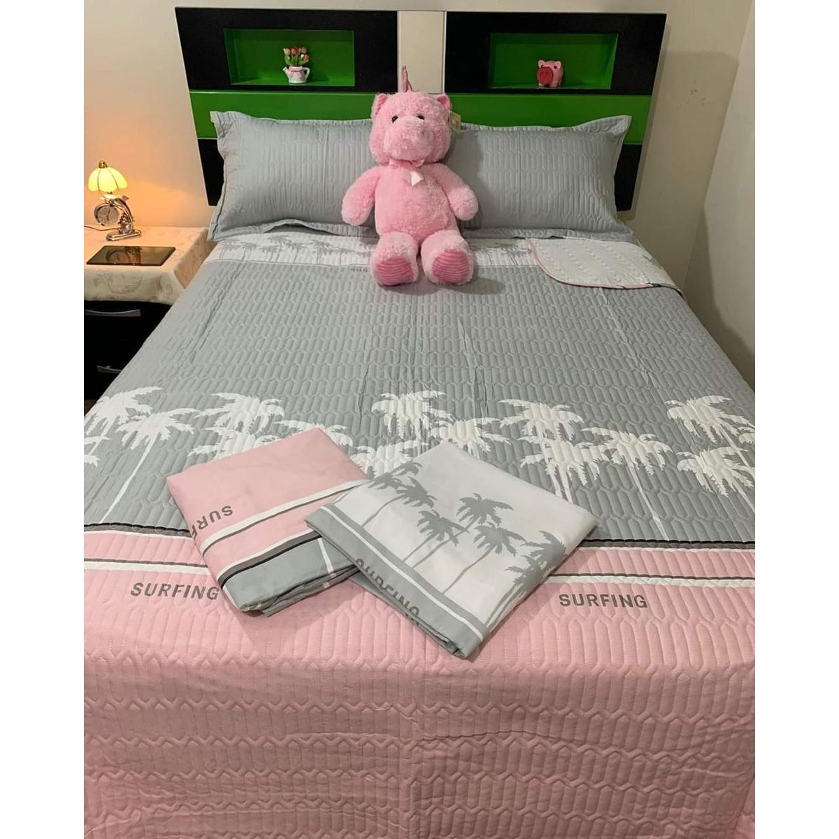 MINGDA - Set de Cubrecama QUEEN Verano 5 piezas Material Algodón