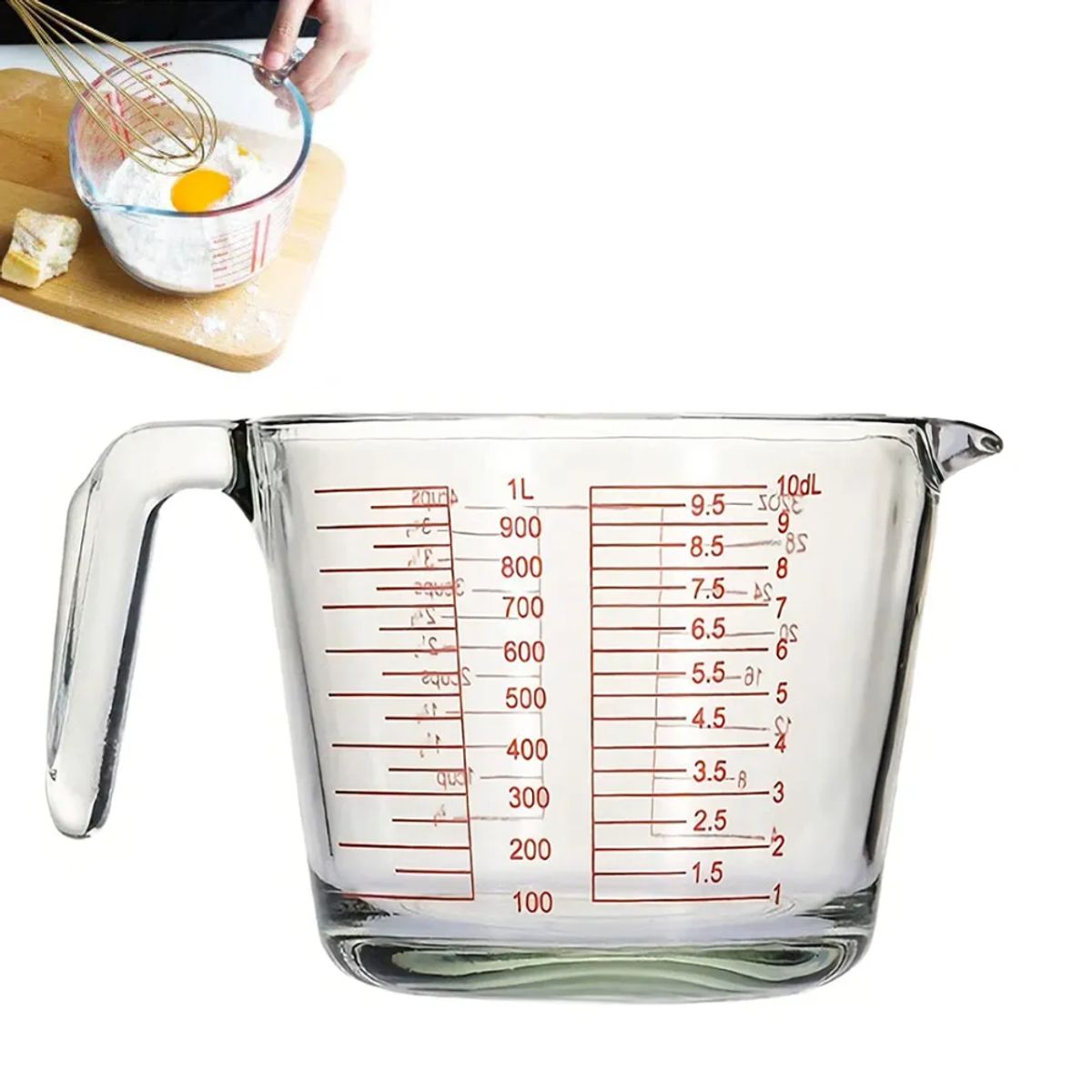 INSPIRA - Taza Medidora de Vidrio de 1000 ml