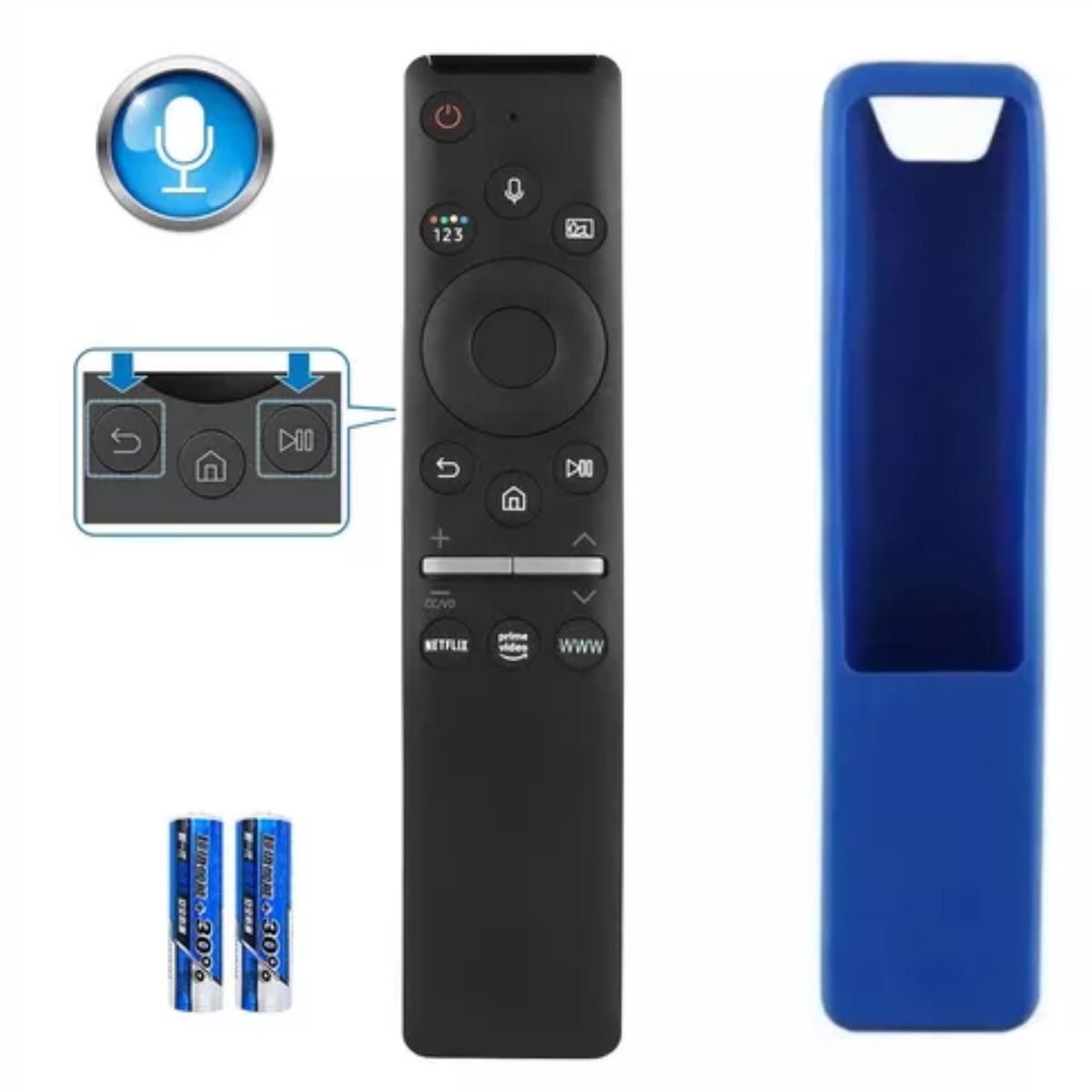 GENERICO - Control Samsung Smart Tv 4k Curve Con Voz Bn59-01357a  Funda Azul