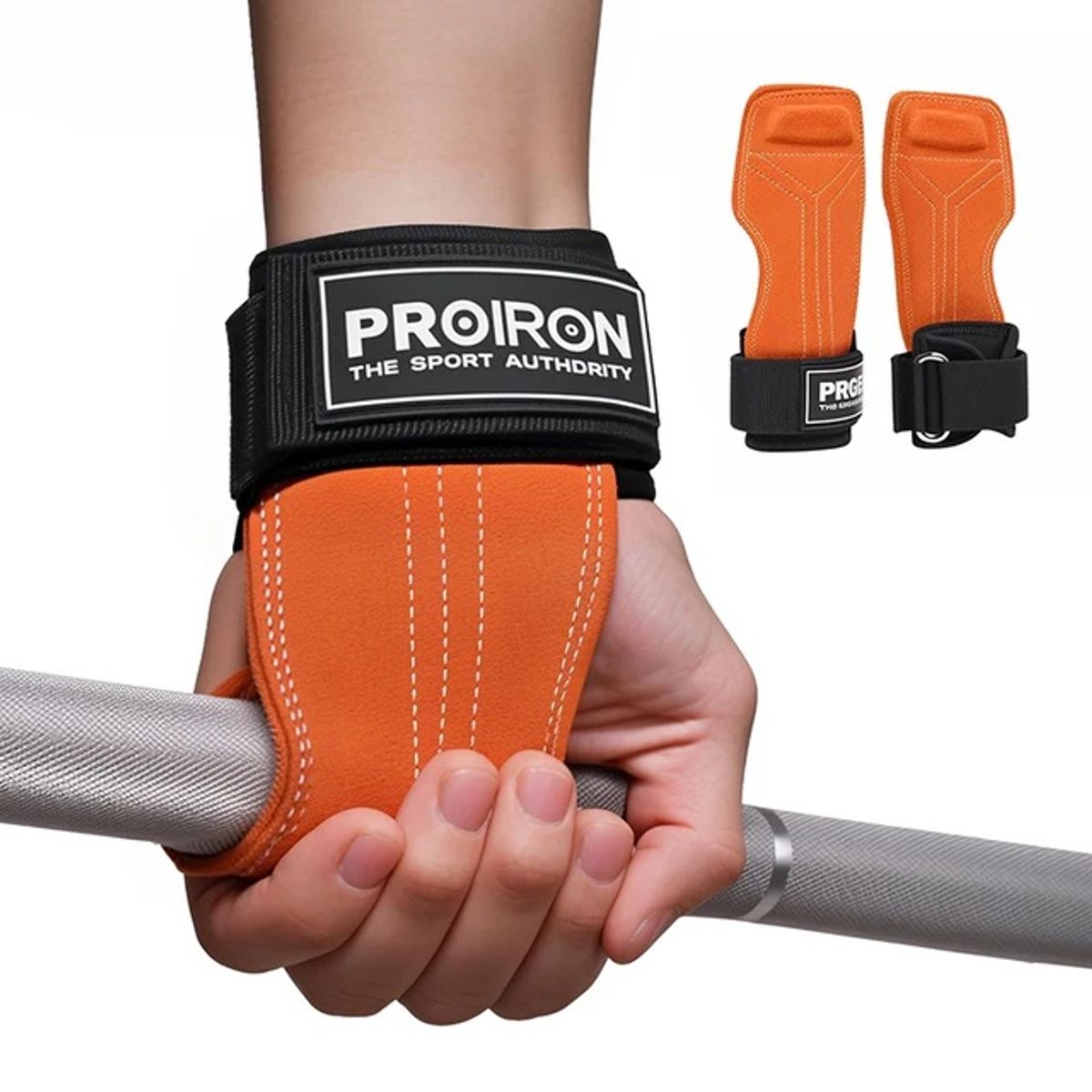 PROIRON - Muñequeras para levantamiento de pesas Naranja Par M