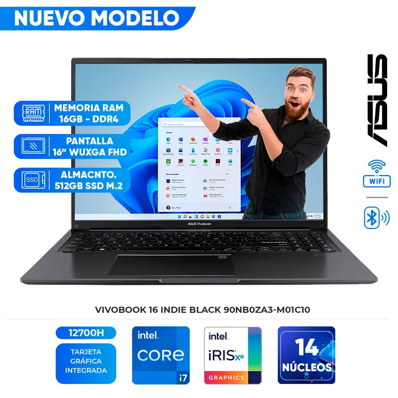 ASUS - Laptop ASUS Vivobook 16, Core i7 13620H, 16GB DDR4, 512GB SSD, 16 WUXGA IPS