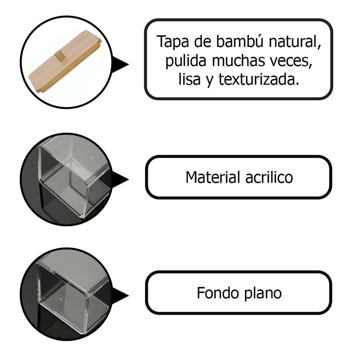 MINARI - Organizador Acrílico Dispensador de Hisopos Tapa de Madera A172