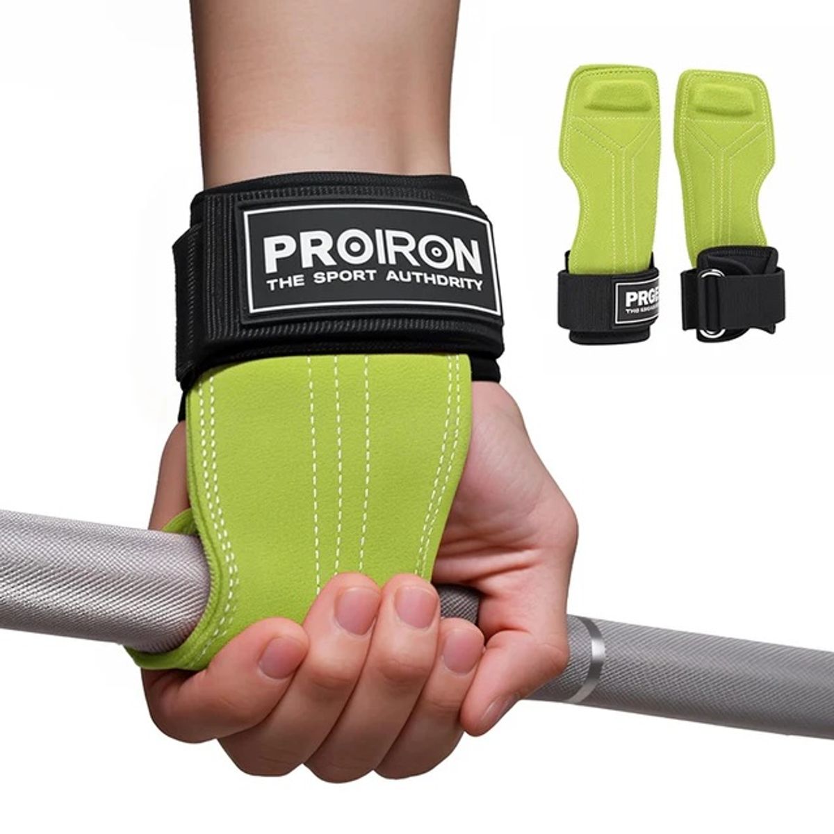 PROIRON - Muñequeras para levantamiento de pesas Verde Par M