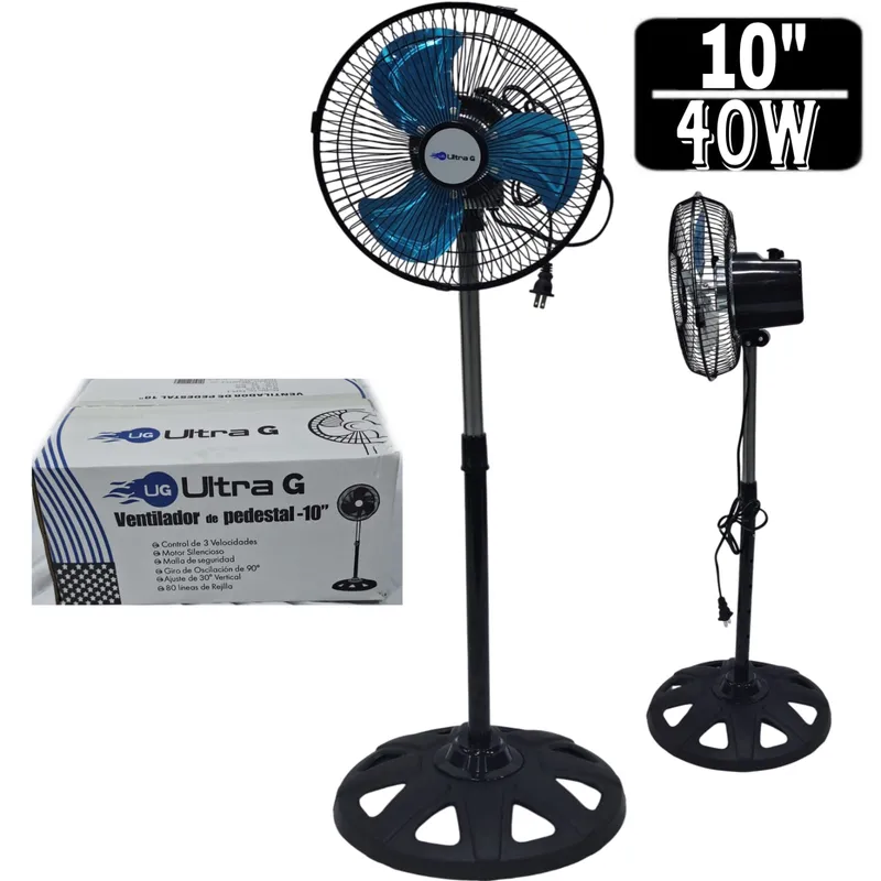 UG ULTRA G - Ventilador Pedestal de 10 Negro 40W ULTRA G