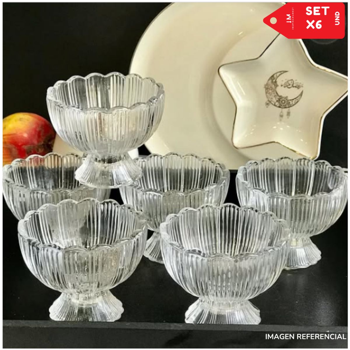 INSPIRA MARKET - Set x6 Copas de vidrio para Helado y Postre