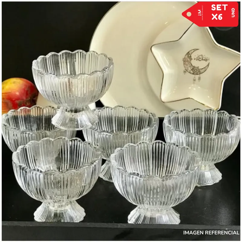 INSPIRA MARKET - Set x6 Copas de vidrio para Helado y Postre