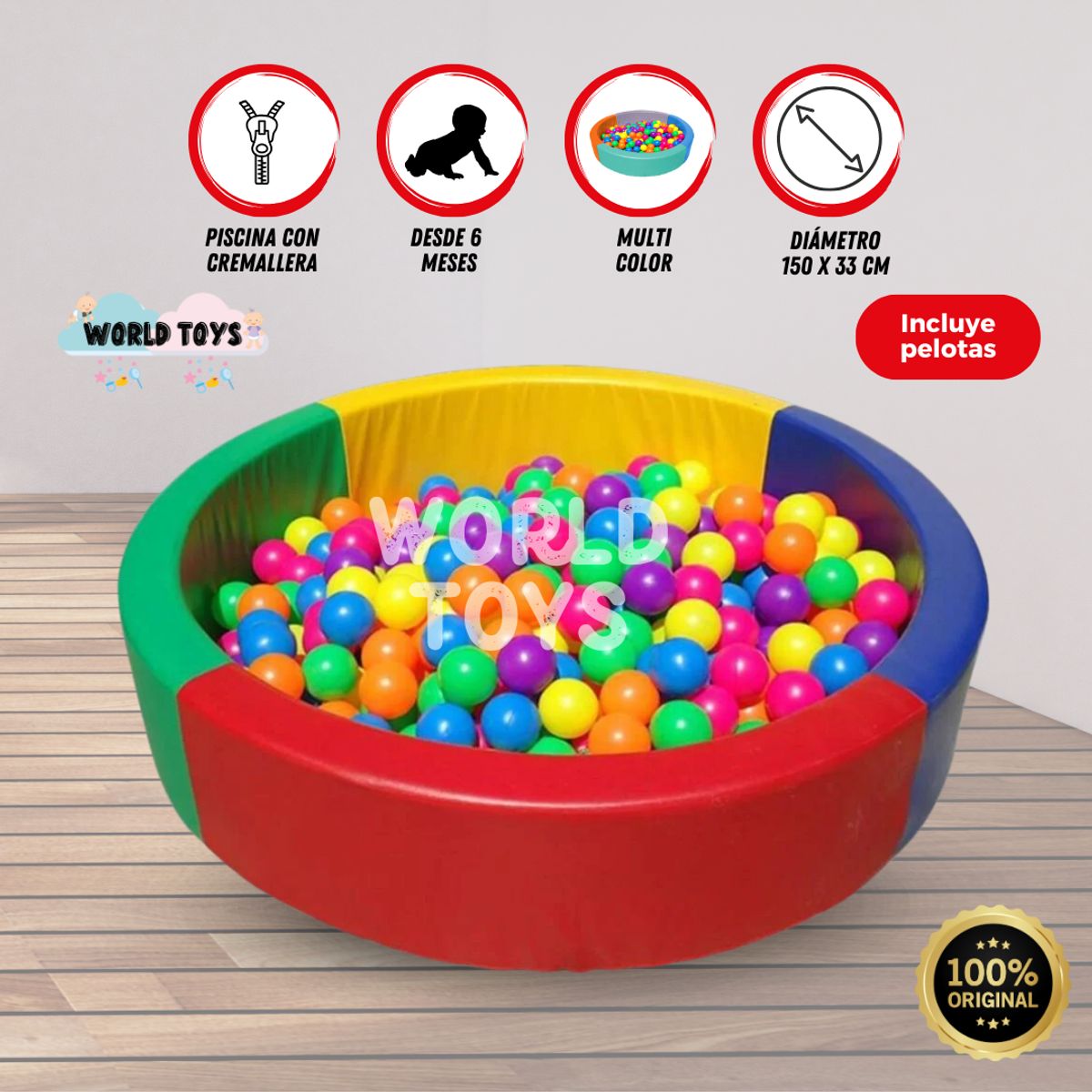 BABY KINGDOM - Piscina Didáctica «POOLIE PLUS» con Pelotas Incluida Red