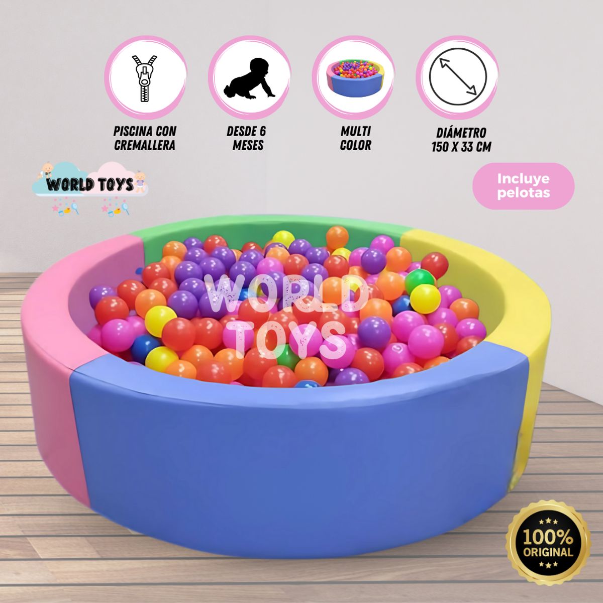 BABY KINGDOM - Piscina Didáctica «POOLIE PLUS» con Pelotas Incluida Pink
