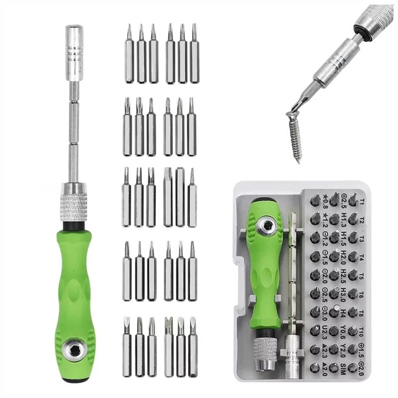 GENERICO - Set Destornilladores 32 en 1 - Magnético Varilla Extensión
