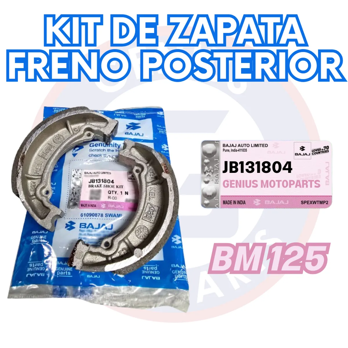 BAJAJ - ZAPATA DE FRENO BM 125