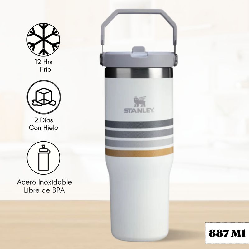 STANLEY - Flip Straw Tumbler Cream Ash Stripe Mesh Stanley 887ml