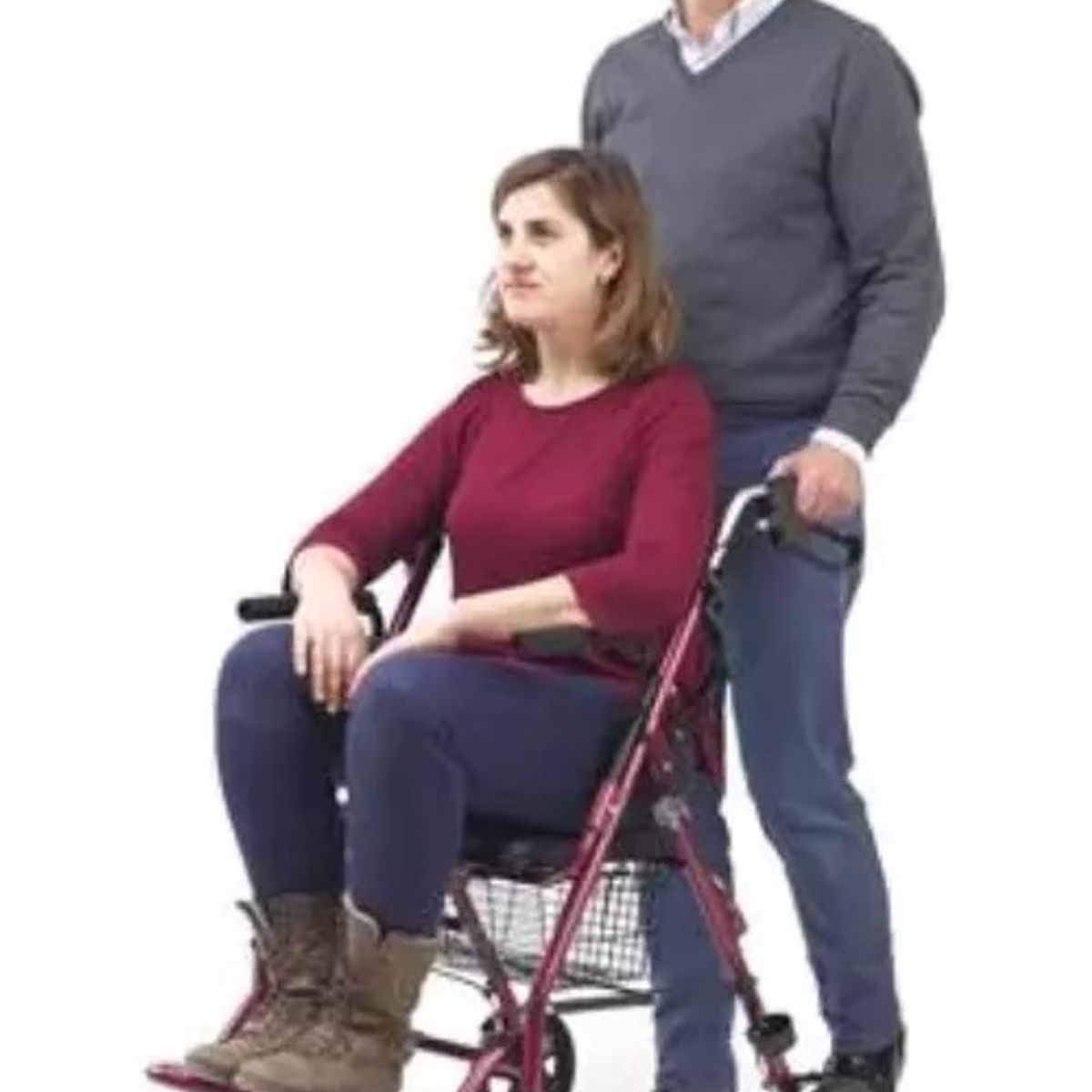 GENERICO - Andador con Asiento Canastilla Posapie Guinda