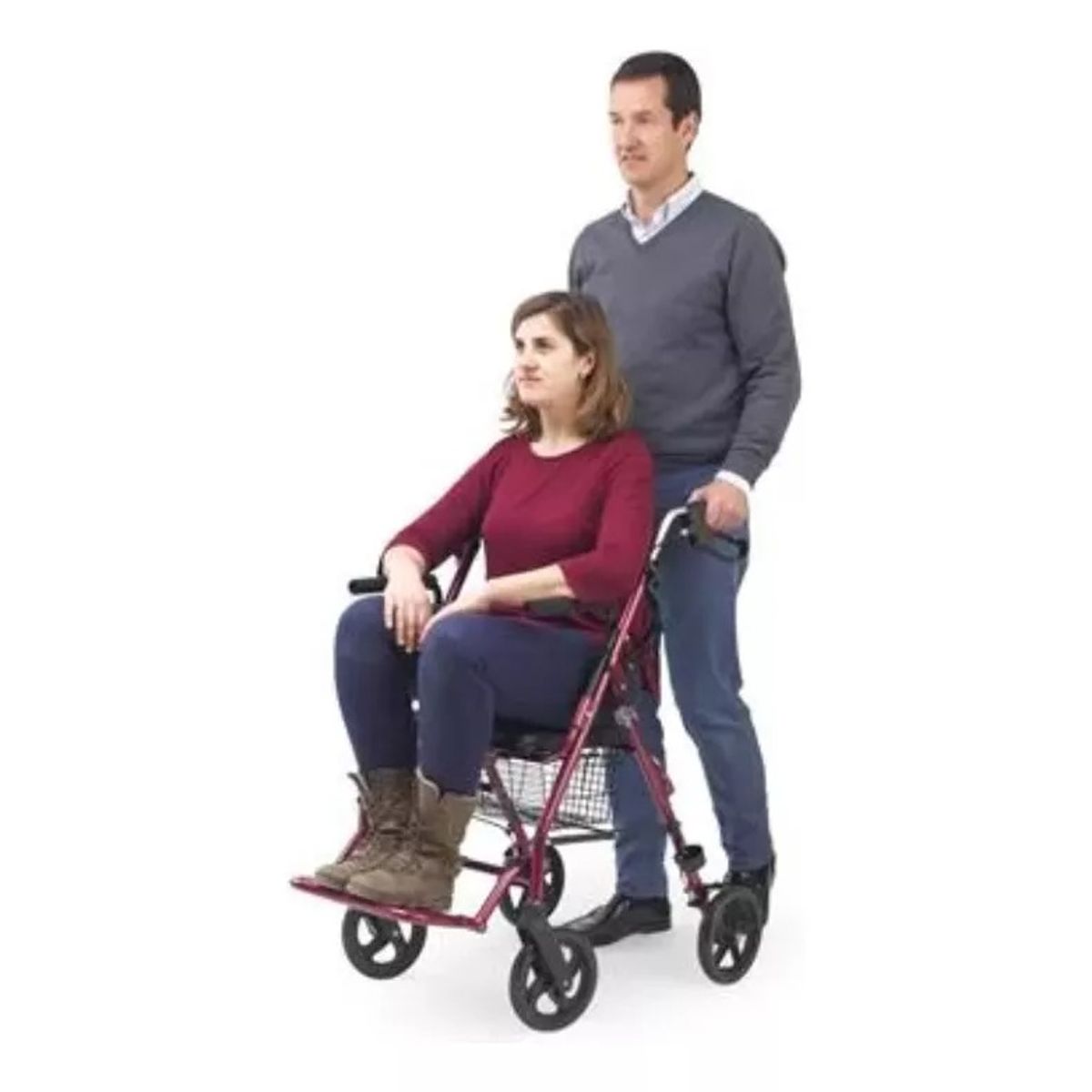 GENERICO - Andador con Asiento Canastilla Posapie Guinda