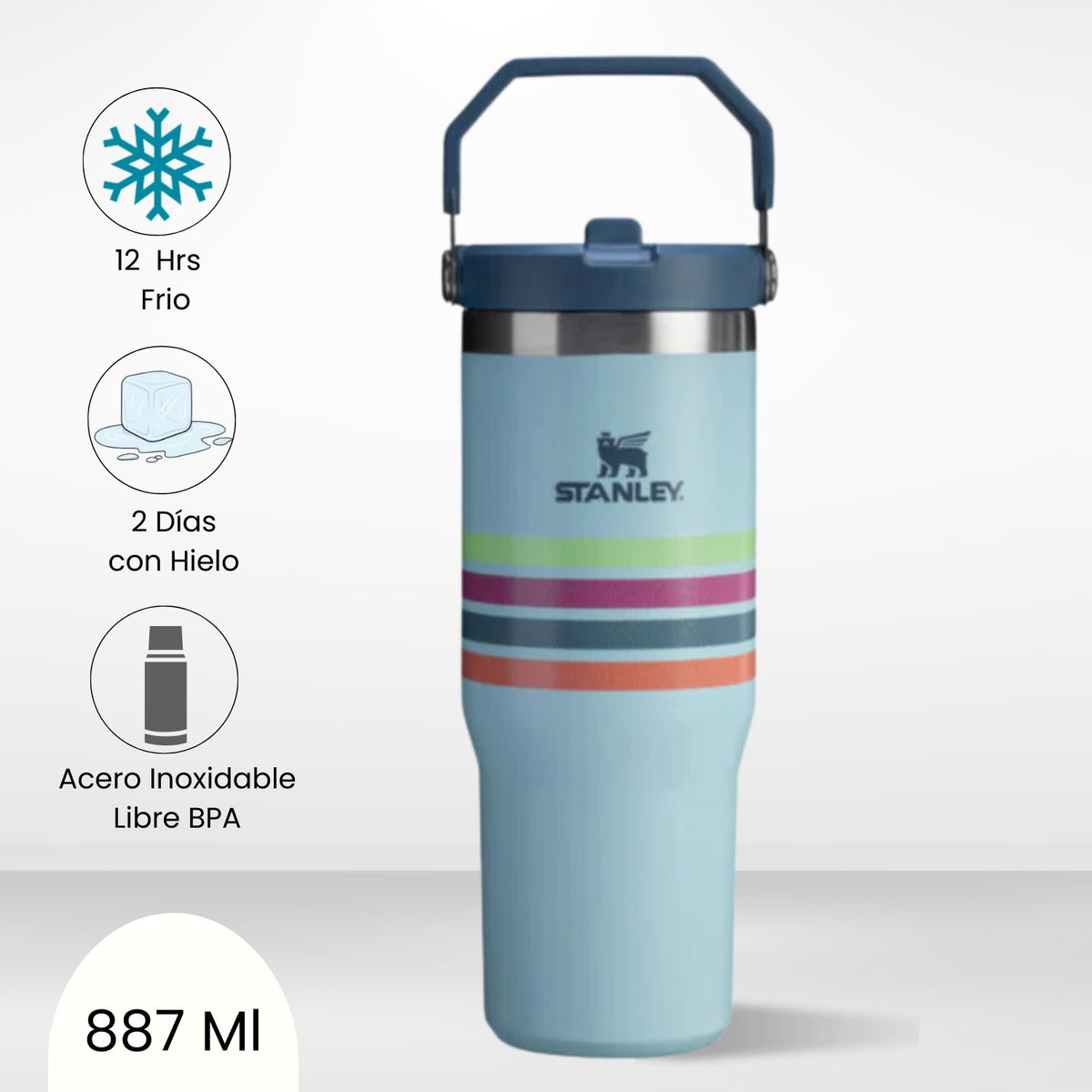 STANLEY - Flip Straw Tumbler Seafoam Stripe Mesh Stanley 887ml