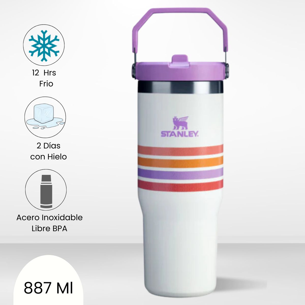 STANLEY - Flip Straw Tumbler Cream Lilac Stripe Mesh Stanley 887ml