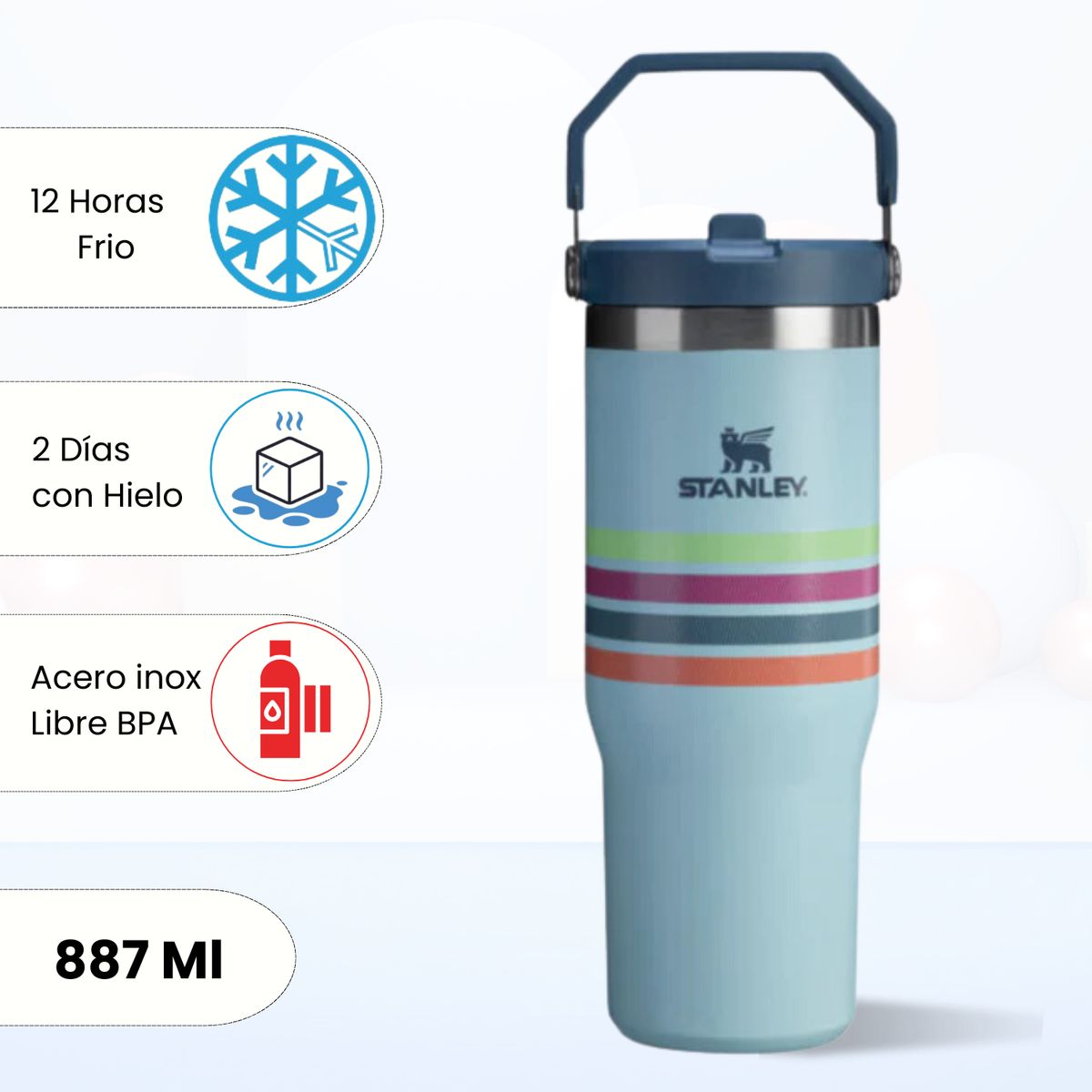 STANLEY - Flip Straw Tumbler Seafoam Stripe Mesh Stanley 887ml