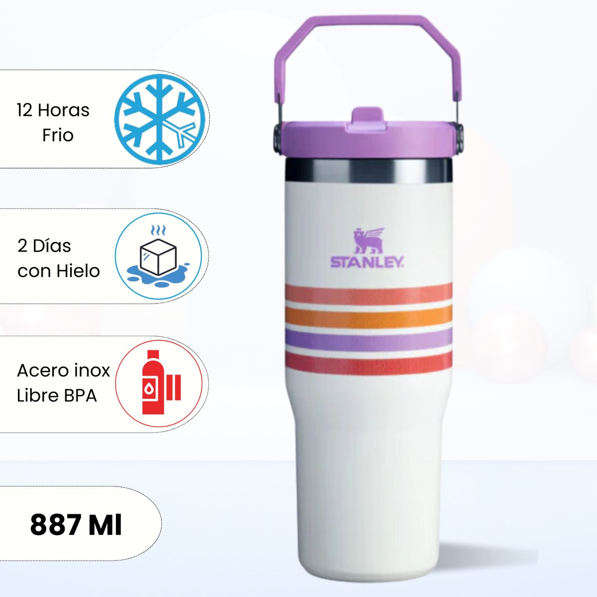 STANLEY - Flip Straw Tumbler Cream Lilac Stripe Mesh Stanley 887ml