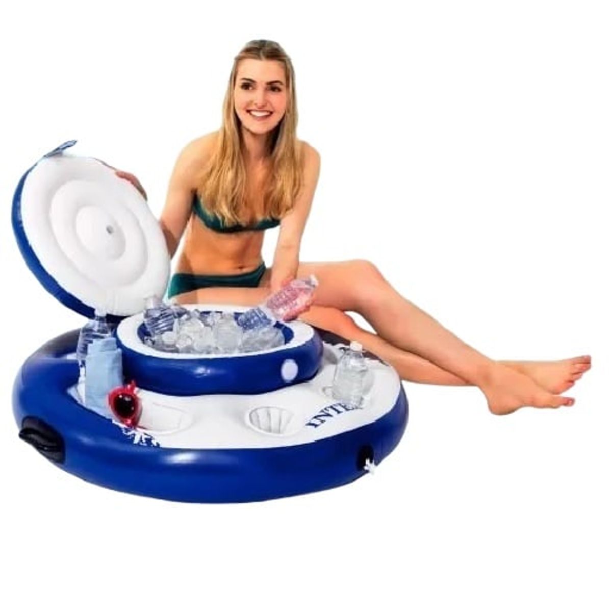 GENERICO - FLOTADOR AZUL PORTA VASO MARCA INTEX