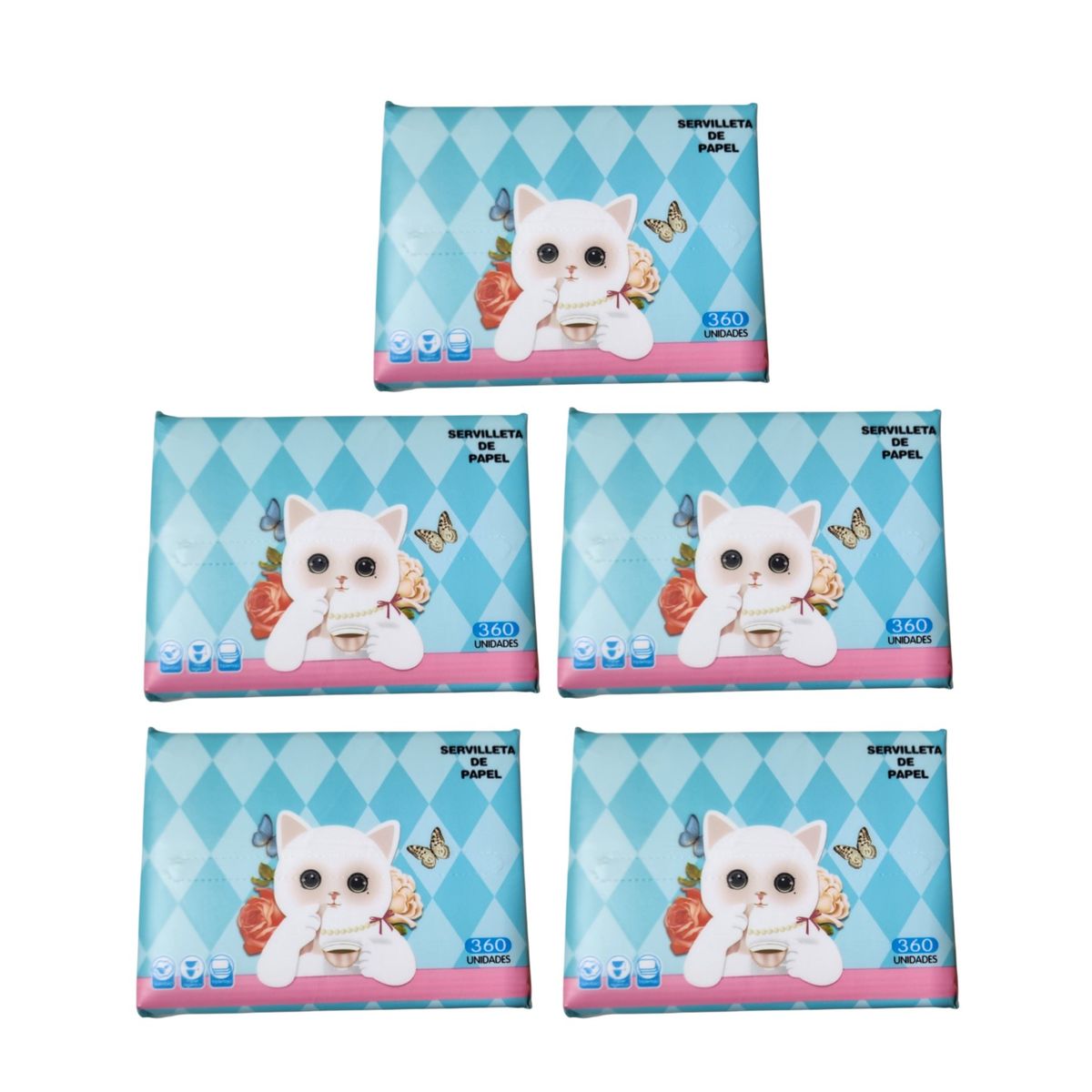 GENERICO - 5 Paquetes con 360 Servilletas de papel tissue Desechables
