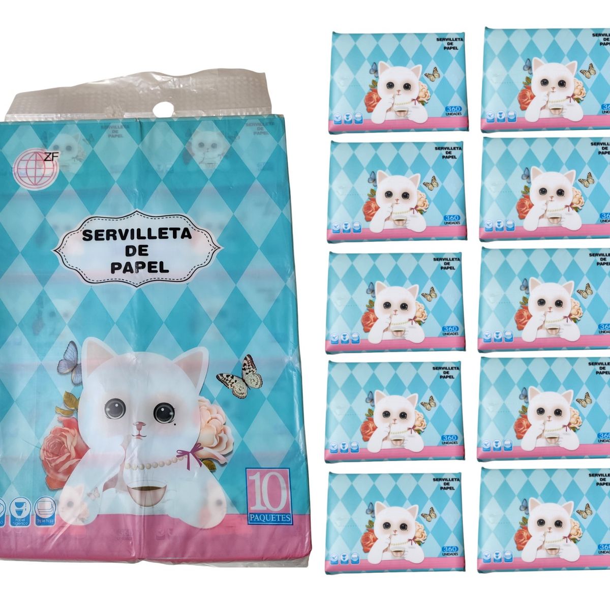 GENERICO - 10 Paquetes con 360 Servilletas de papel tissue Desechables