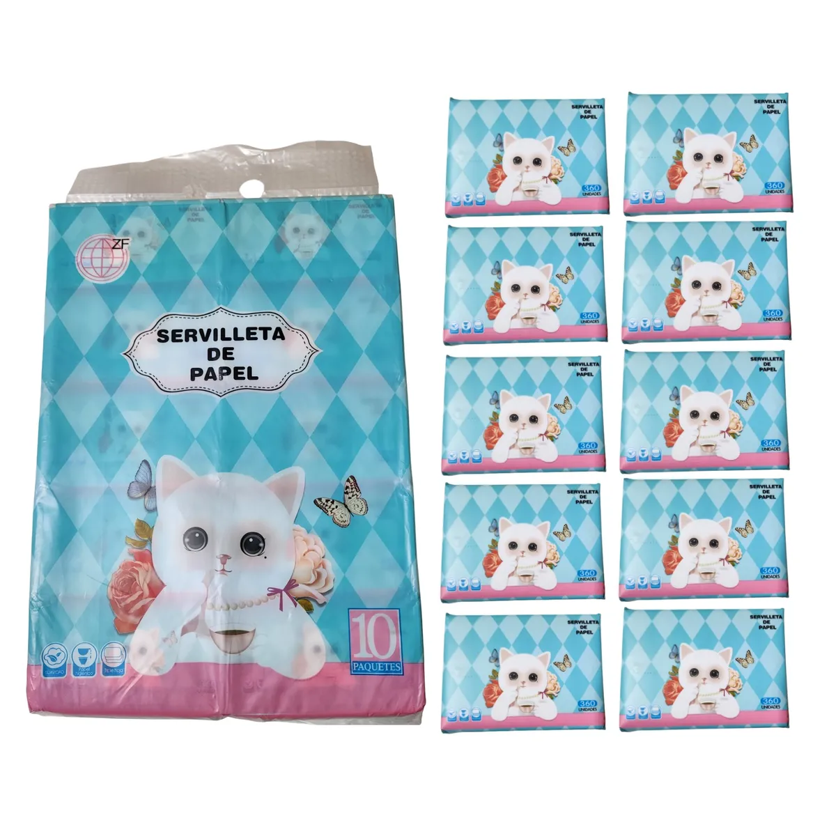 GENERICO - 10 Paquetes con 360 Servilletas de papel tissue Desechables
