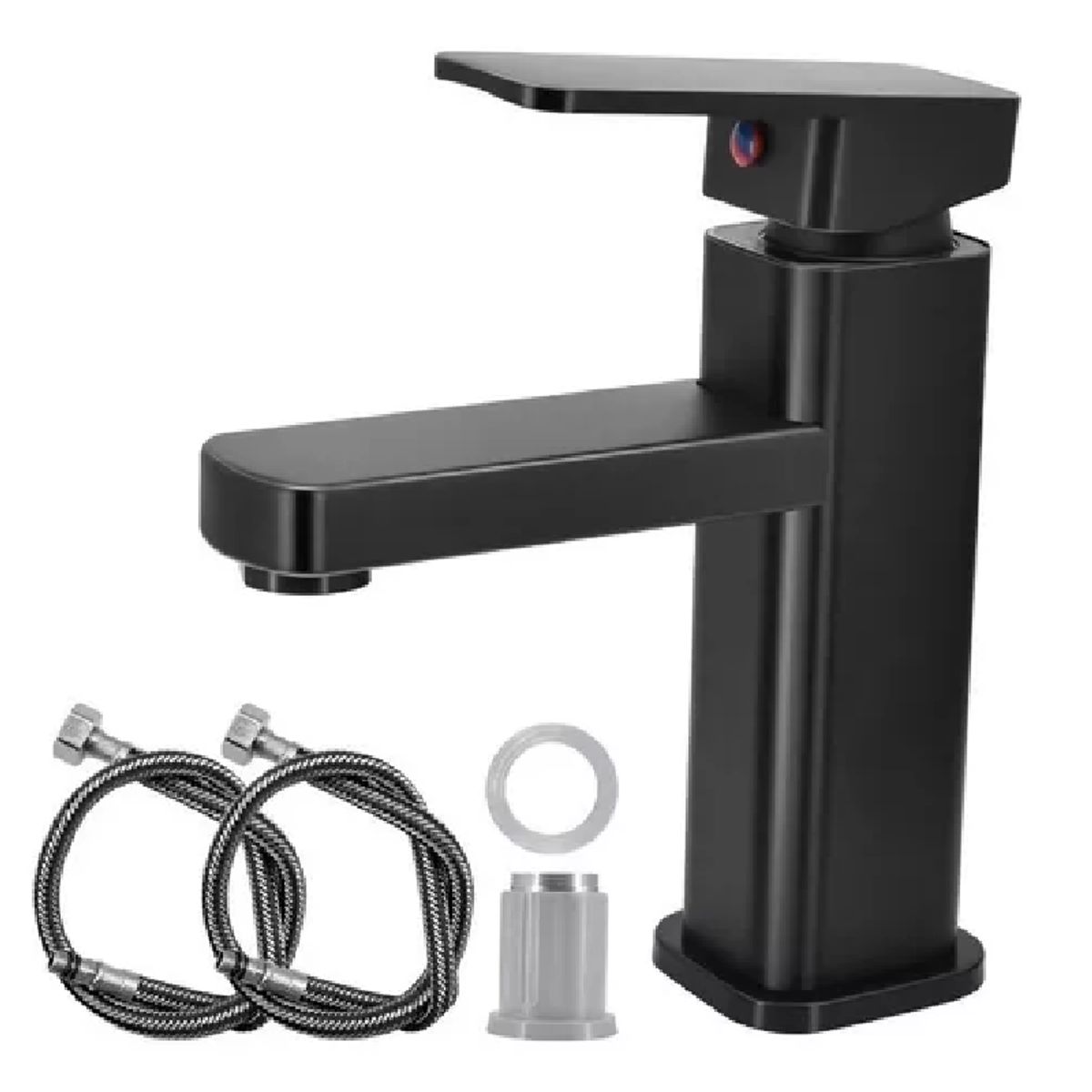 GENERICO - Grifo Mezcladora Agua Fríacaliente Monocomando Para lavamanosacero black