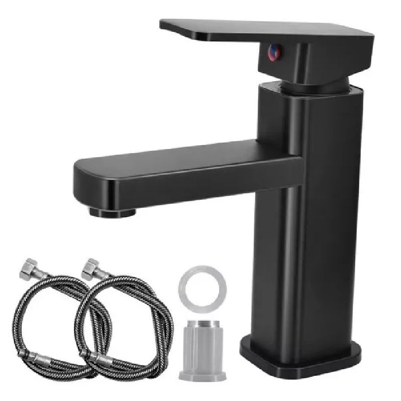 GENERICO - Grifo Mezcladora Agua Fríacaliente Monocomando Para lavamanosacero black