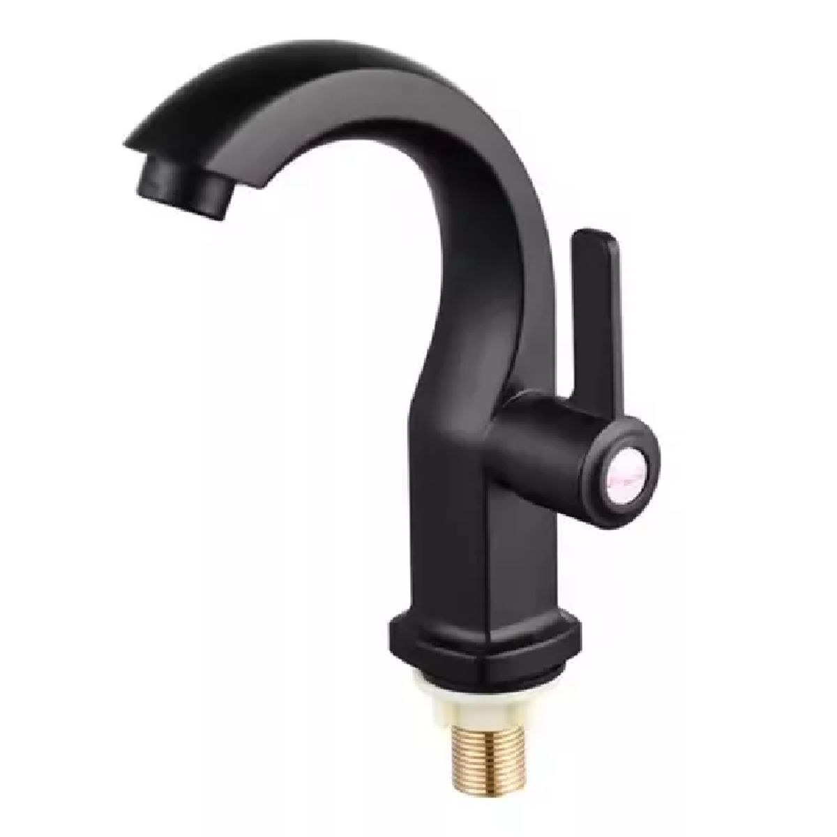 GENERICO - Grifo Caño Pesado Para lavamanos Modelo Cisne Acero Black