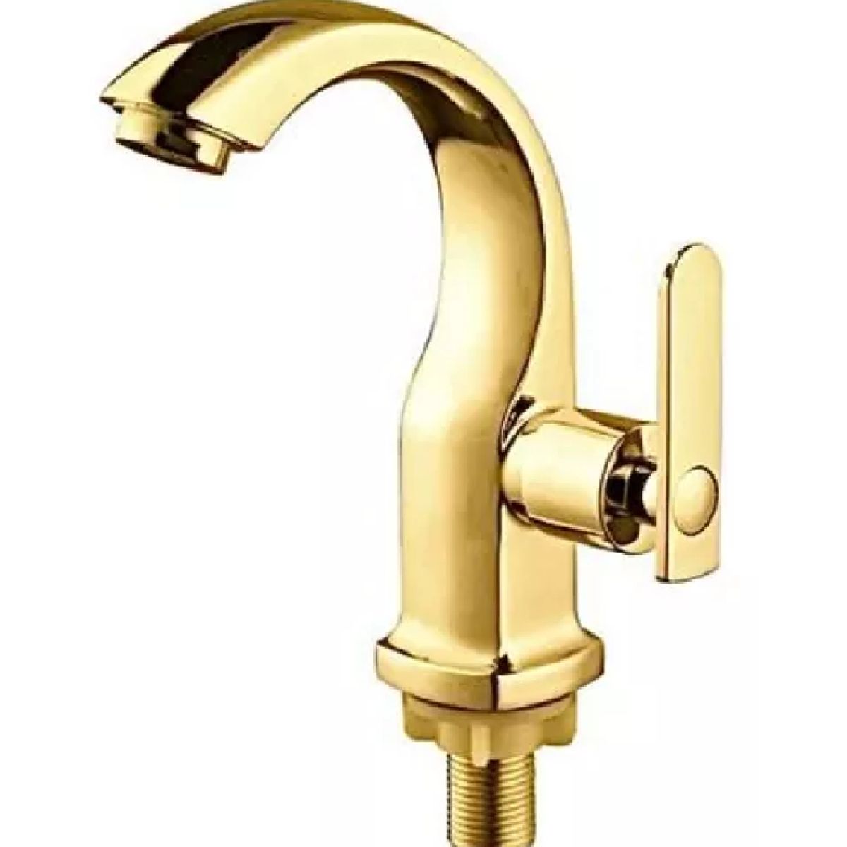 GENERICO - Grifo Caño Pesado Para Lavamanos Modelo Cisne Acero Gold