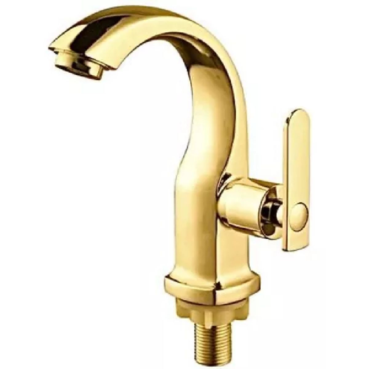 GENERICO - Grifo Caño Pesado Para Lavamanos Modelo Cisne Acero Gold