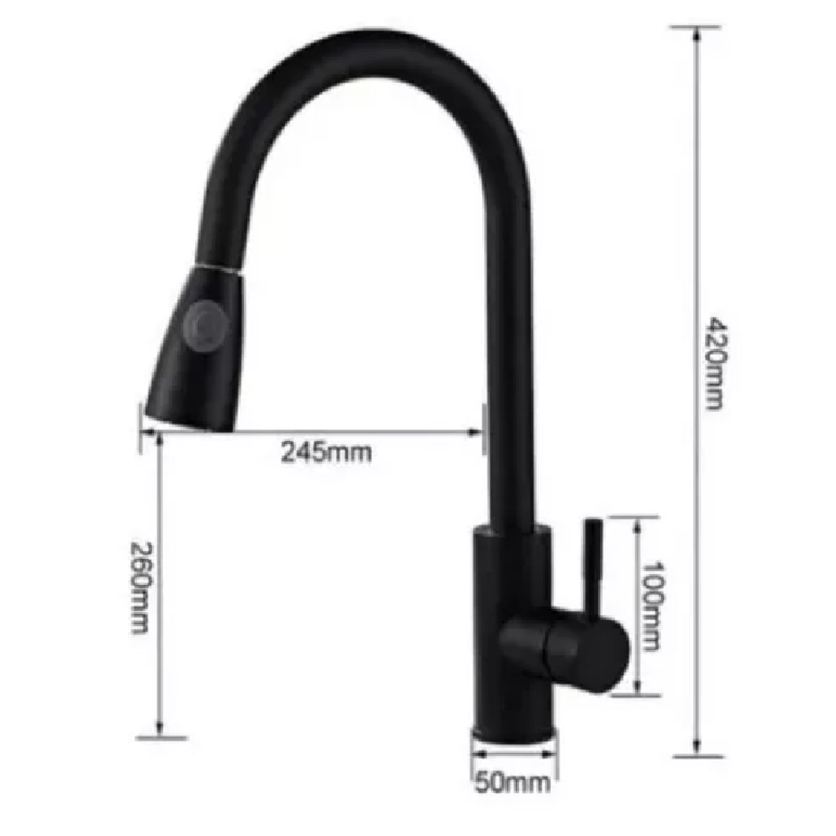 GENERICO - grifo Mezcladora Monocomando Extensible Plavadero de Cocina Acero Inox black