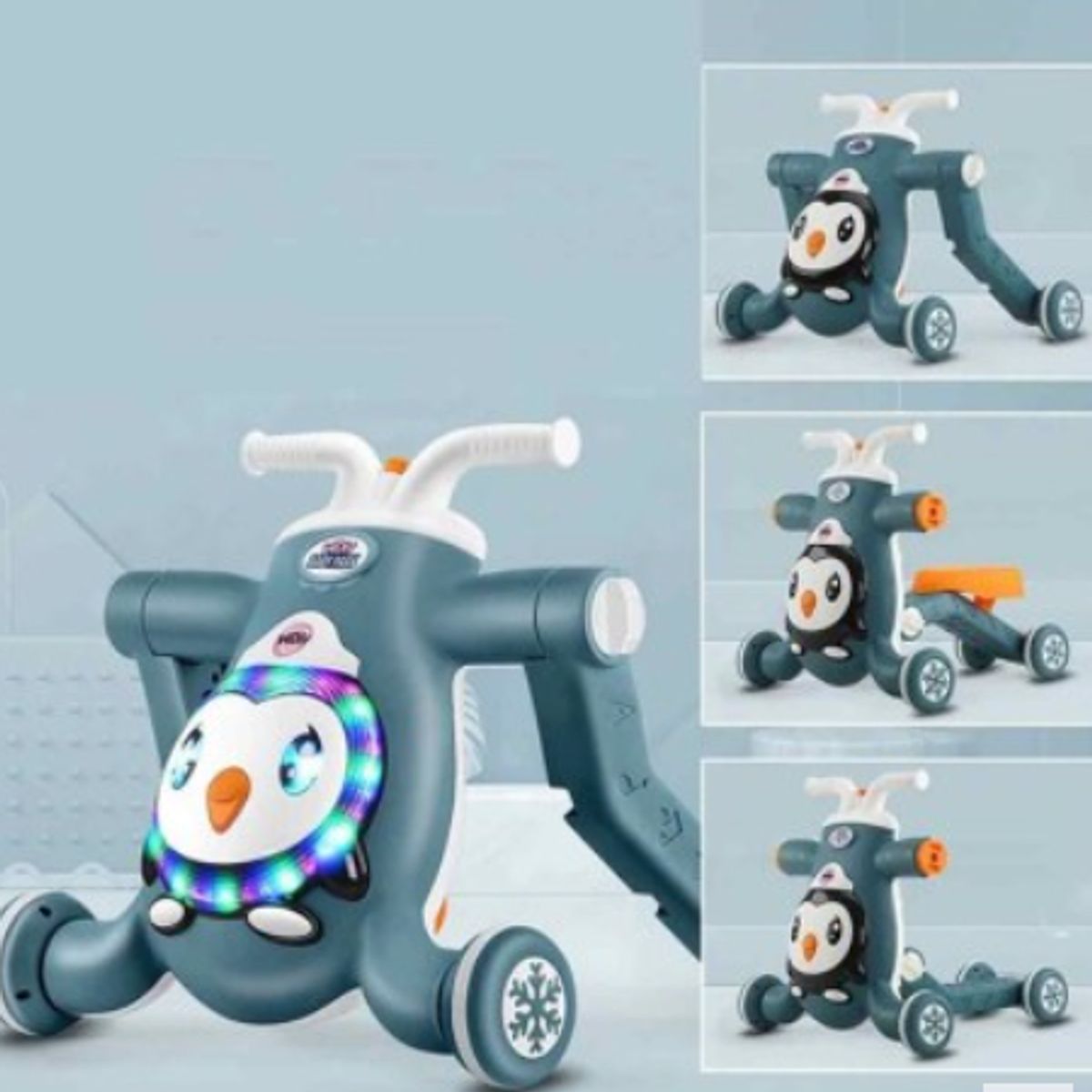 GENERICO - Andador Scooter 3 en 1 luces musical Azul Verdoso