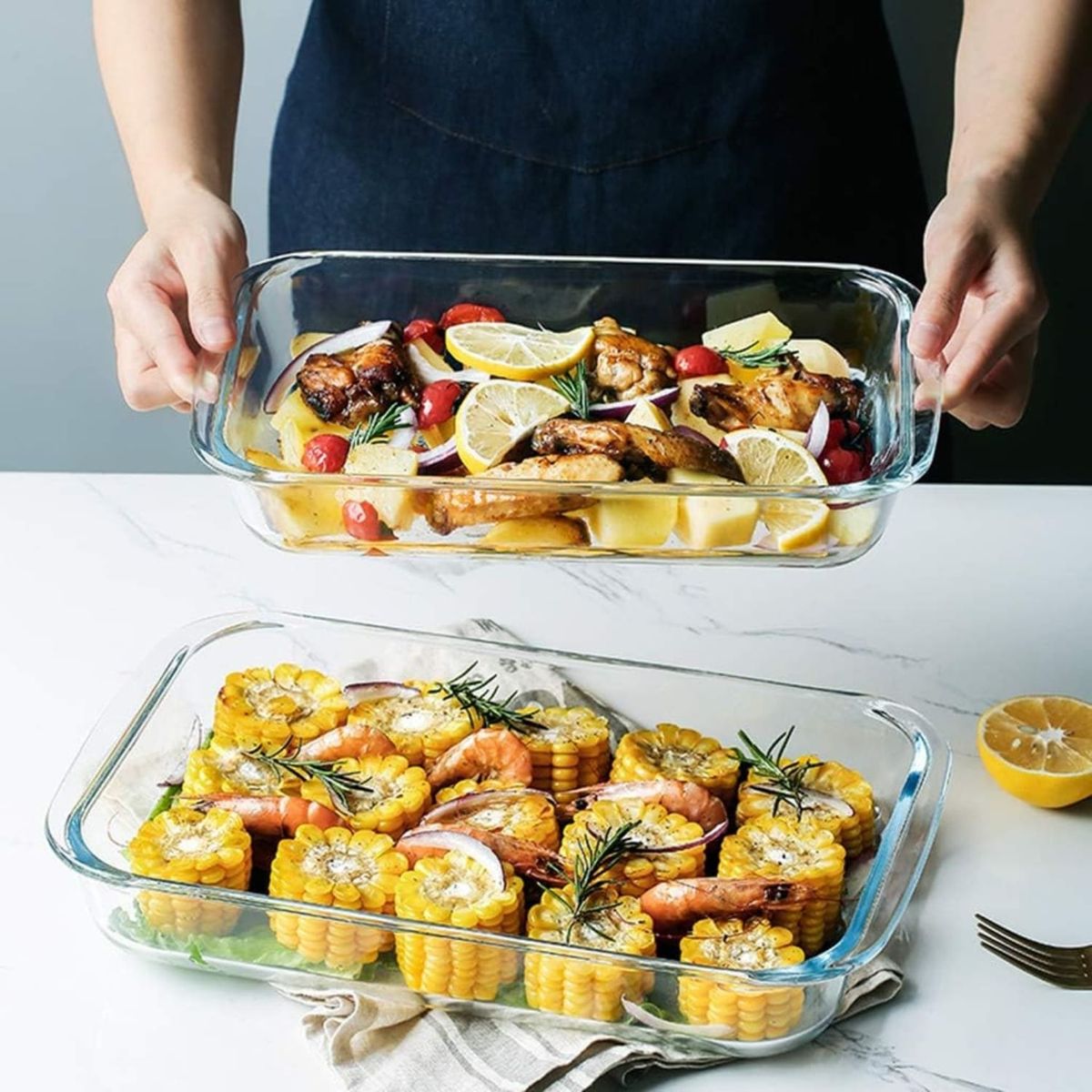 PENTHA - Fuente Bandeja para Horno Pack x 3 Unid Vidrio Templado (1, 2.2 y 3L)