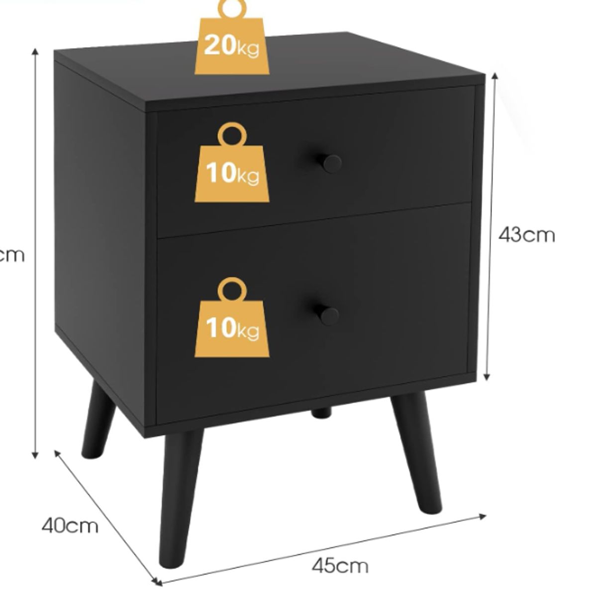 NACION MUEBLES - Velador Negro Ali NM