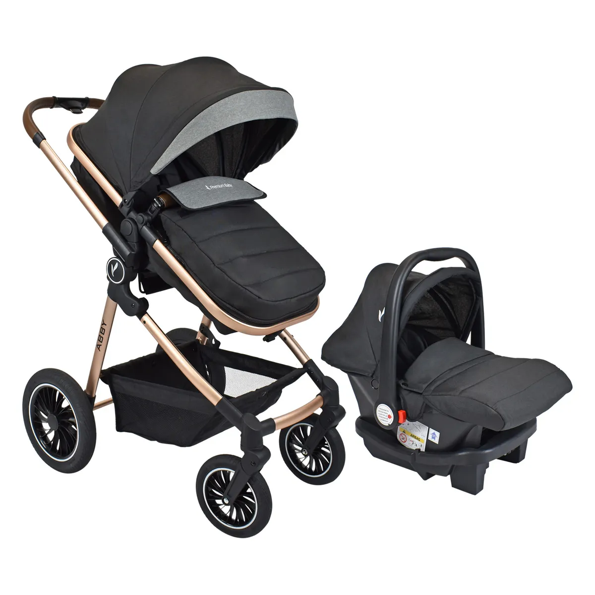PREMIUM BABY - Coche Cuna Para Bebé Tipo Moisés Premium Baby Abby TS Negro
