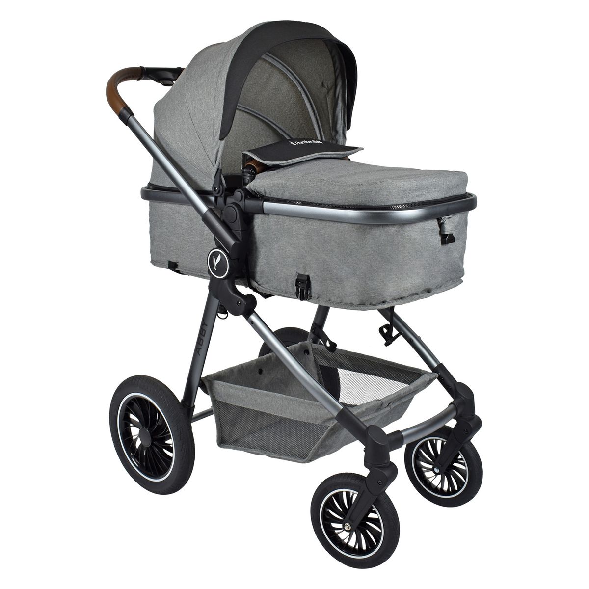 PREMIUM BABY - Coche Cuna Para Bebé Tipo Moises Premium Baby Abby TS Gris