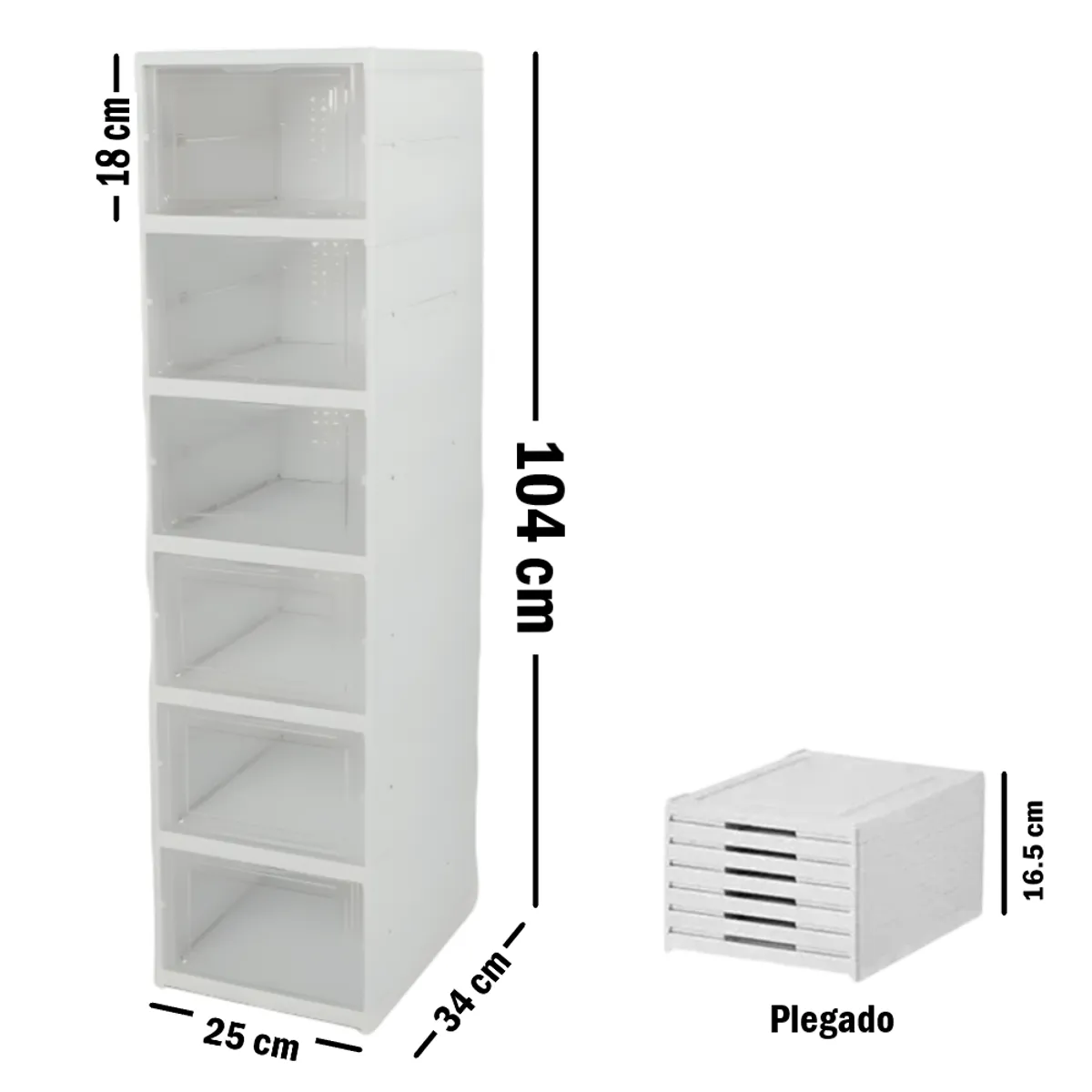GENERICO - Organizador Zapatera de Acrílico Plegable con puertas - 6 Niveles