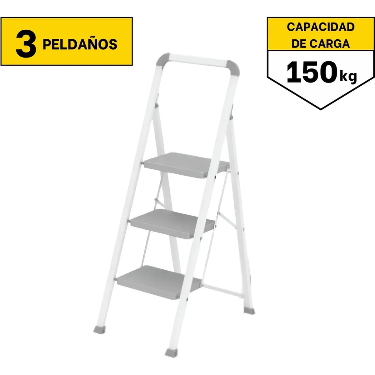 GENERICO - Escalera plegable 3 peldaños soporta150 Kg C&A