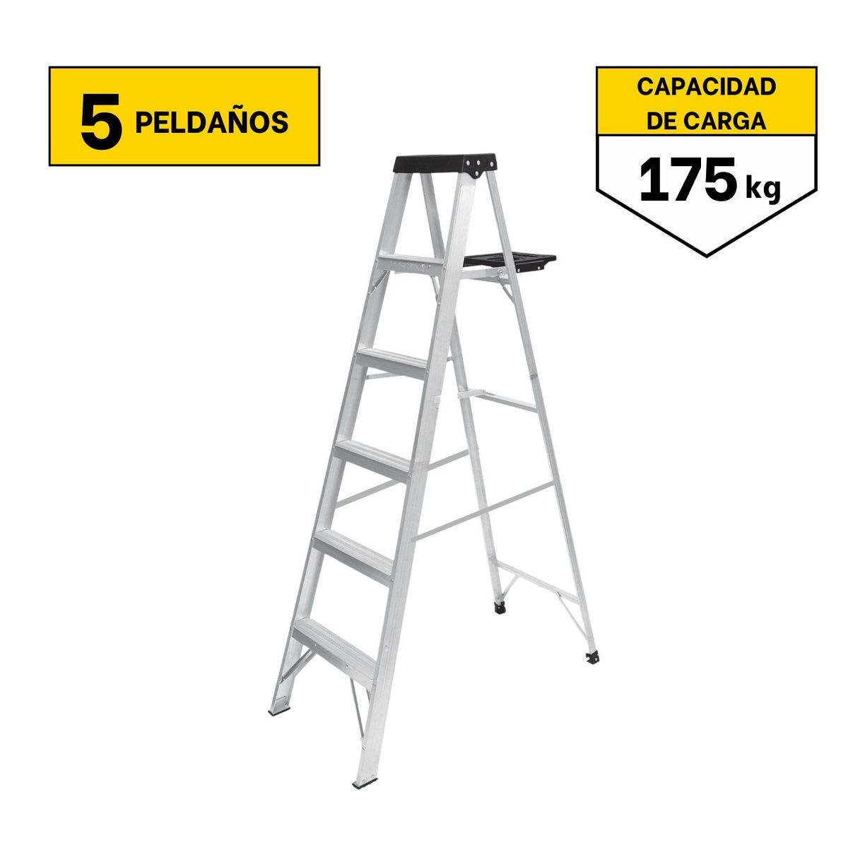 GENERICO - Escalera tipo tijera 5 peldaños soporta 175 Kg C&A