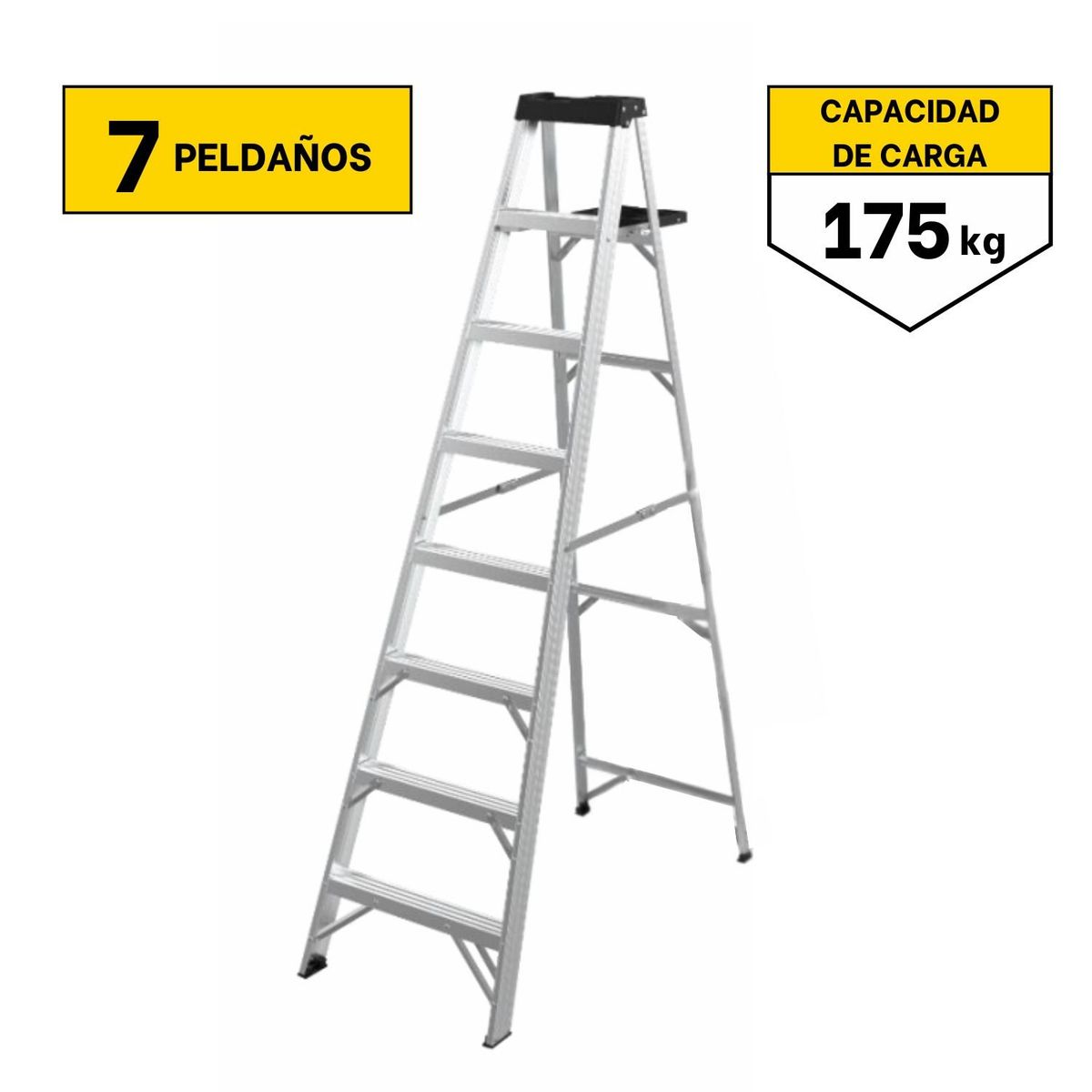 GENERICO - Escalera tipo tijera 7 peldaños soporta 175 Kg C&A