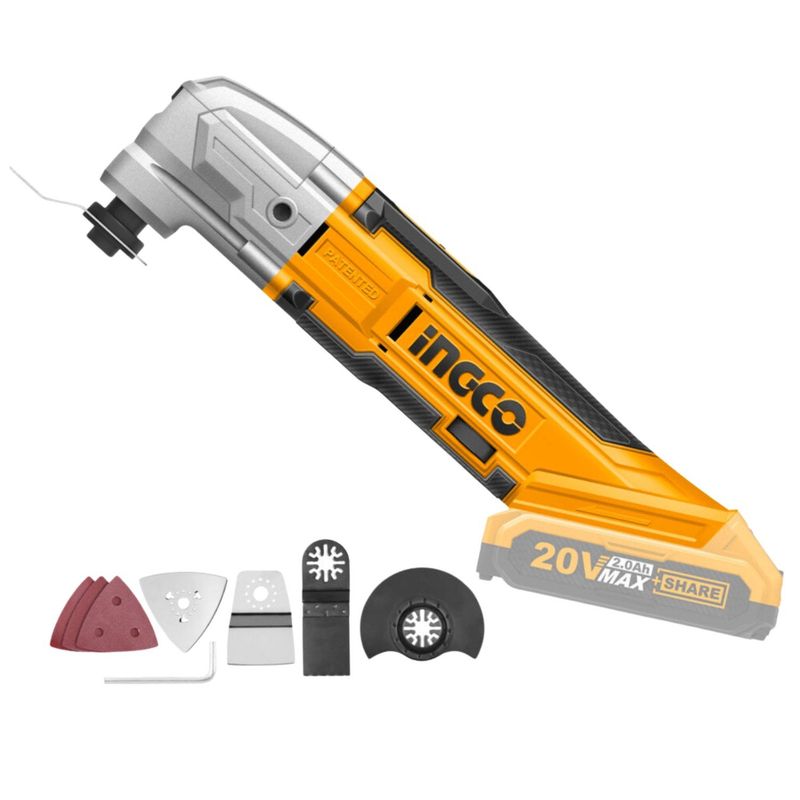 INGCO TOOLS - Kit Taladro Atornillador 20V 52NM + Herramienta Mult + Aspirador Ingco