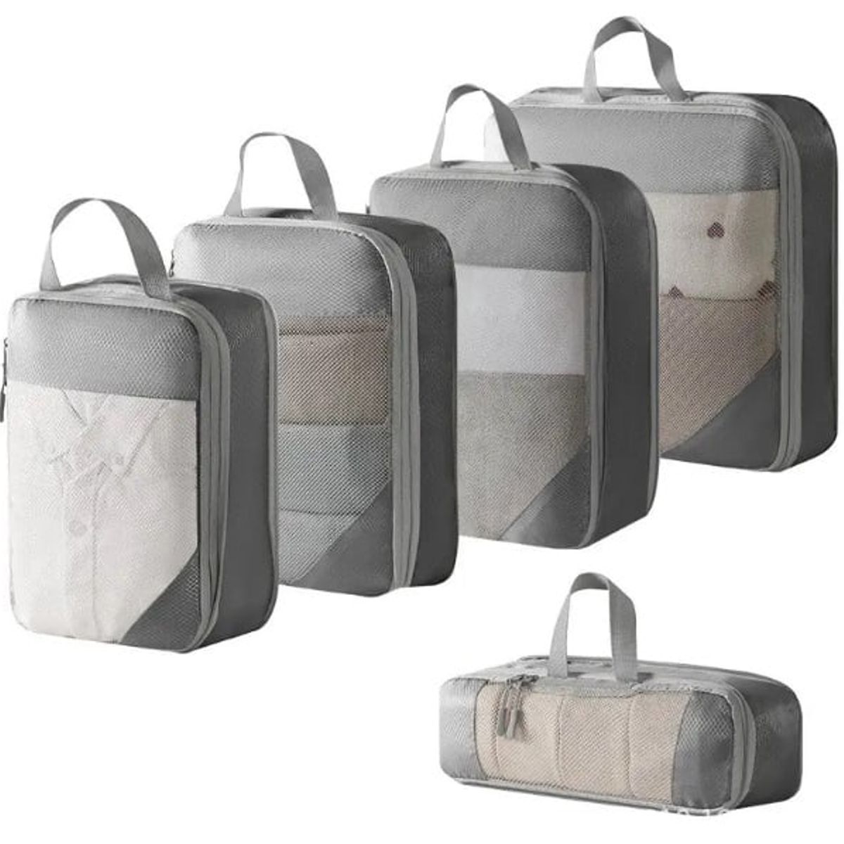 GENERICO - ORGANIZADOR DE MALETA CON CIERRE COMPRESOR - SET 5 PIEZAS