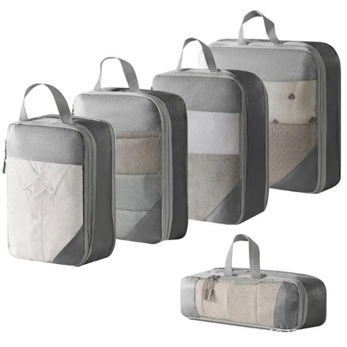 GENERICO - ORGANIZADOR DE MALETA CON CIERRE COMPRESOR - SET 5 PIEZAS